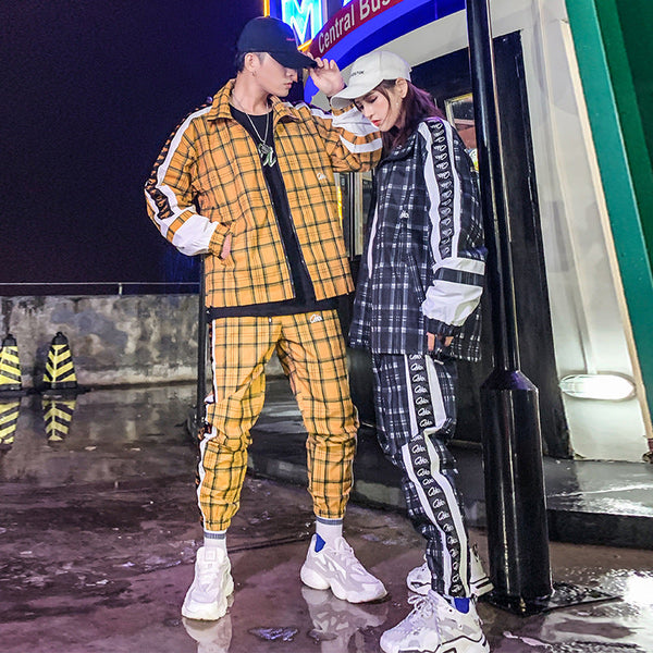 Plaid jumpsuit for men and women