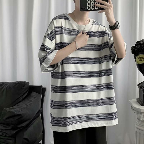 Couple Cotton Striped Short Sleeves tshirt