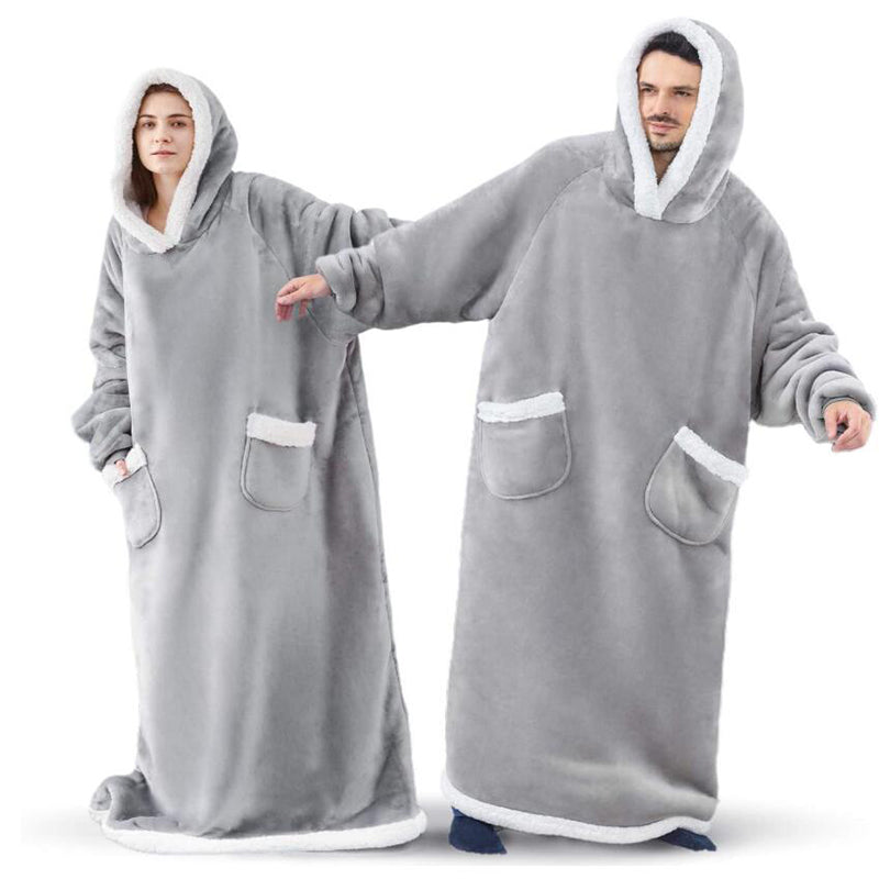 Winter Hoodie Blanket Winter Warm Home Clothes Women Men Oversized Pullover With Pockets