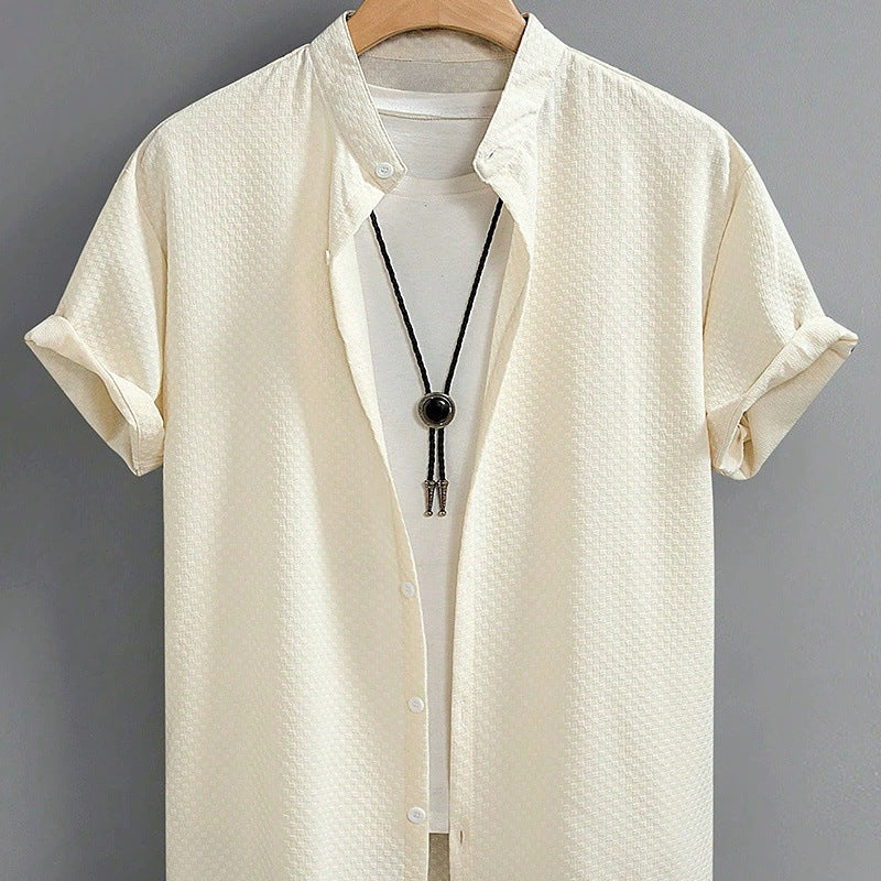 Summer Men's Breathable Casual Stand Collar Shirt