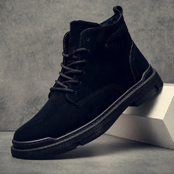 Casual leather high-top boots