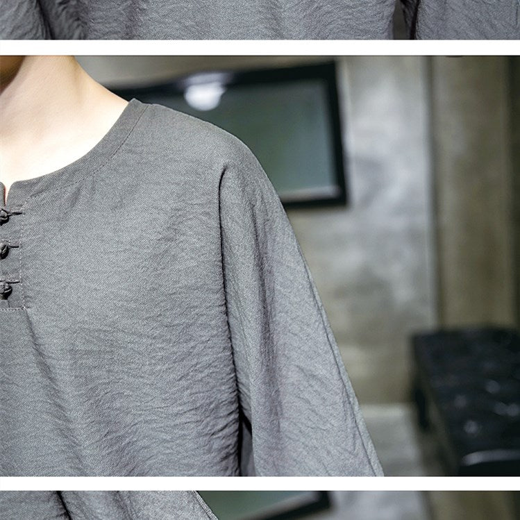 Ethnic style thin cotton and linen jumpsuit men