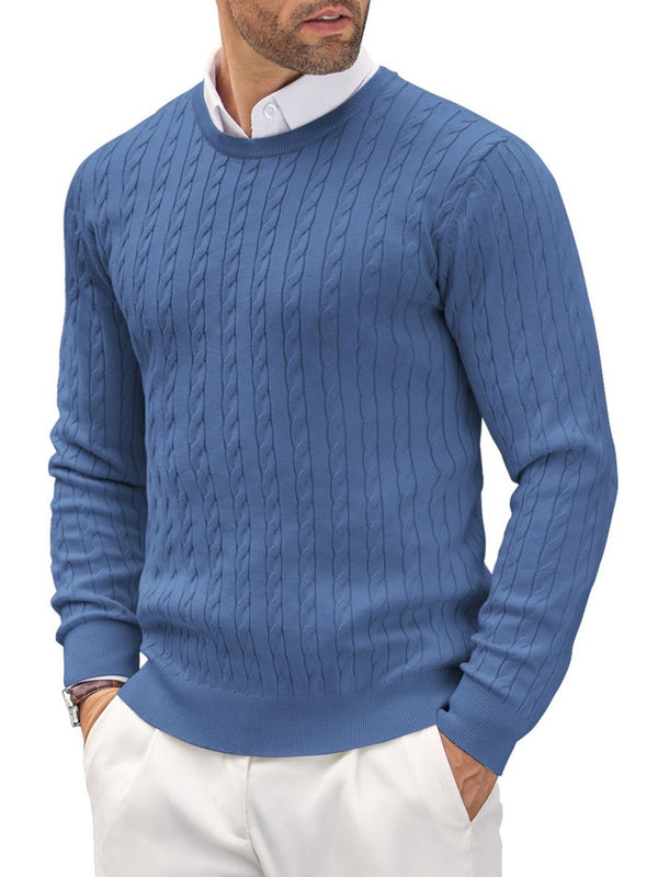 Round Neck Knitted Twisted Flower Slim Fit Sweater