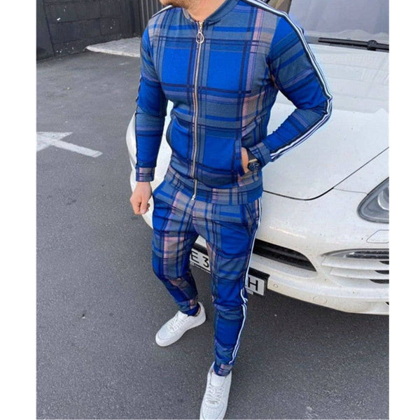 casual men's striped plaid jumpsuit for men