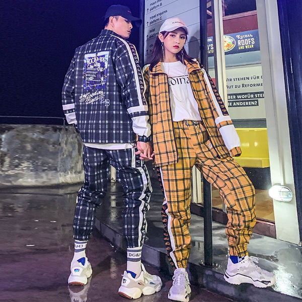 Plaid jumpsuit for men and women