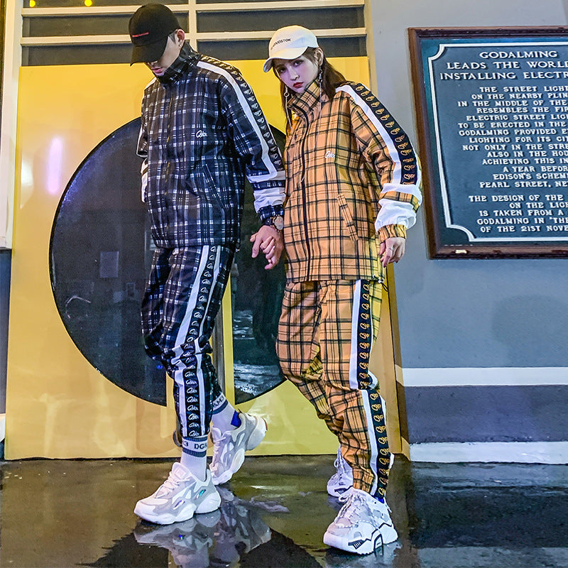 Plaid jumpsuit for men and women