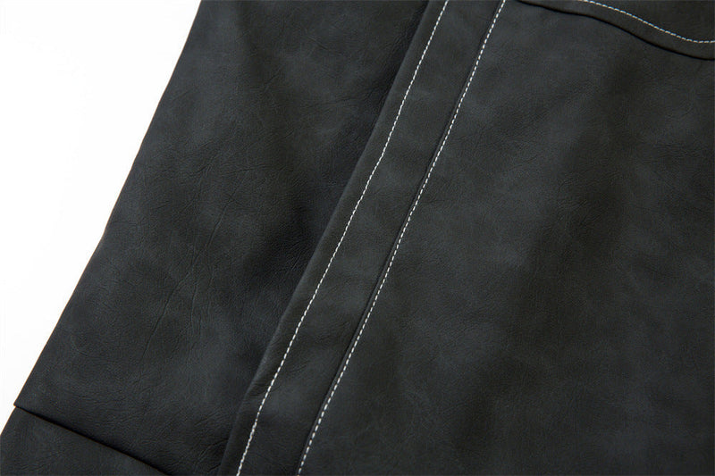 Punk Distressed PU Leather Jacket men