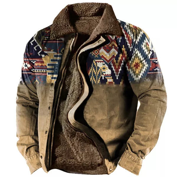 Thickened Side Seam Casual Zipper Loose Cotton Jacket Men