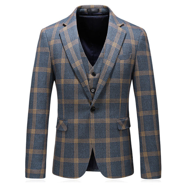 Men's Business plaid Dress Suit Set