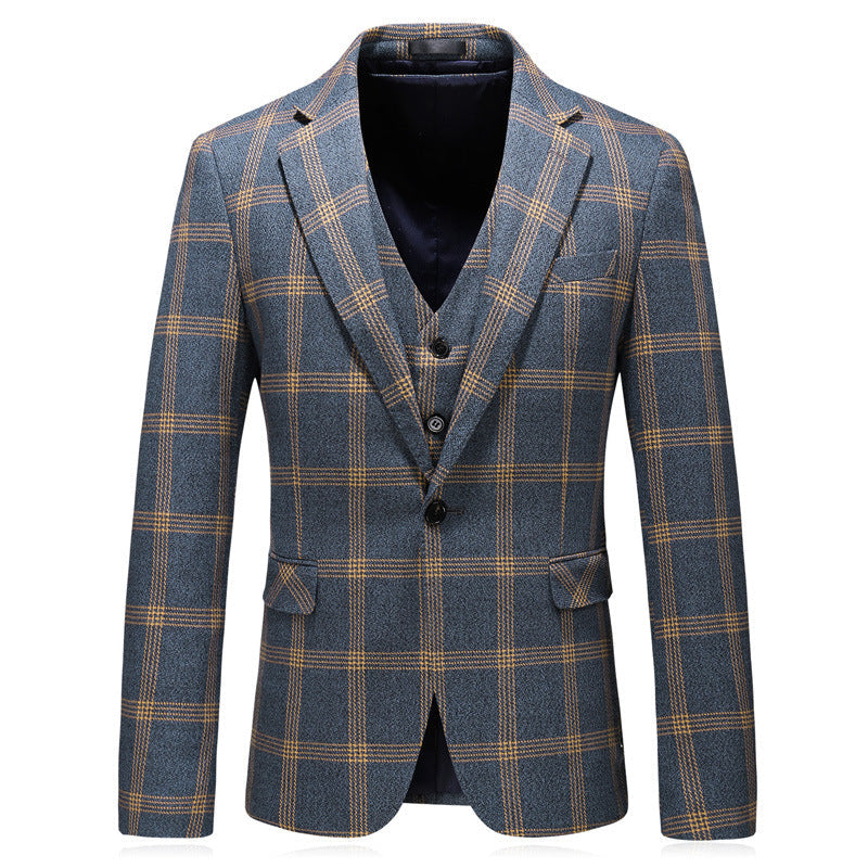 Men's Business plaid Dress Suit Set