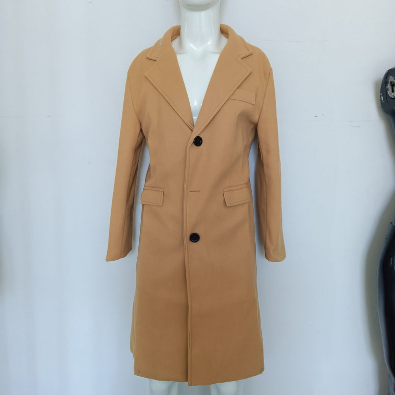 Men's Long Sleeve Woolen trench Coat