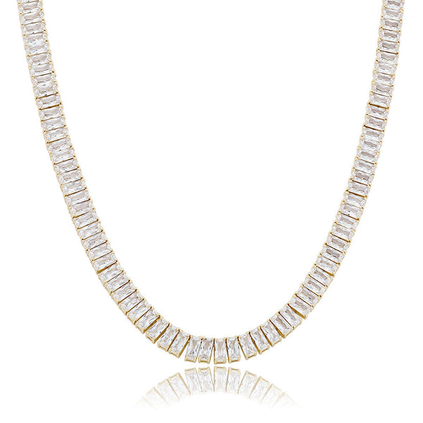 Rectangular Zircon Hip Hop Necklace For Men and Women