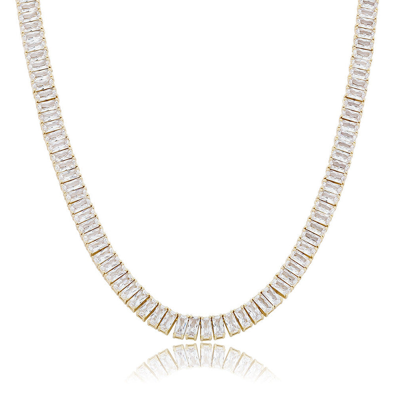 Rectangular Zircon Hip Hop Necklace For Men and Women