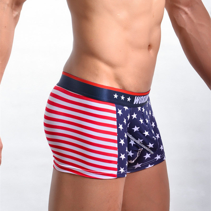 American flag printed ribbed boxers for men