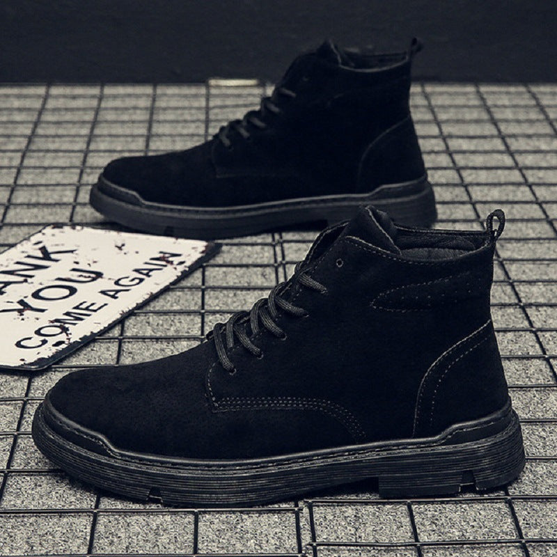 Casual leather high-top boots