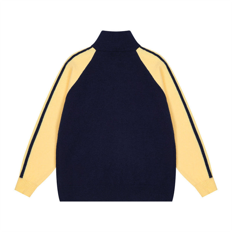 European And American Street Color Contrast Patchwork Men's Loose High Street Sweater