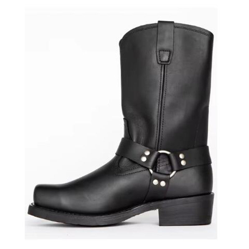 Vintage Men's Cowboy Boots Belt Buckle Ring High Top boots