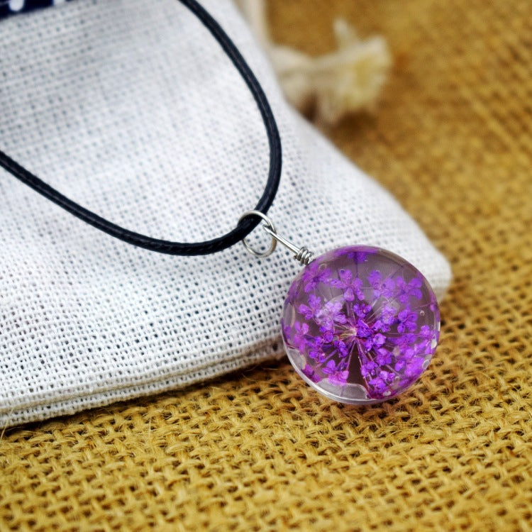 Dried Flower Starry Time Gemstone Necklace