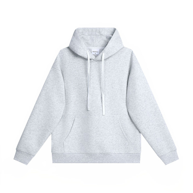 Simple Cotton Composite Drop-shoulder Hooded Sweater