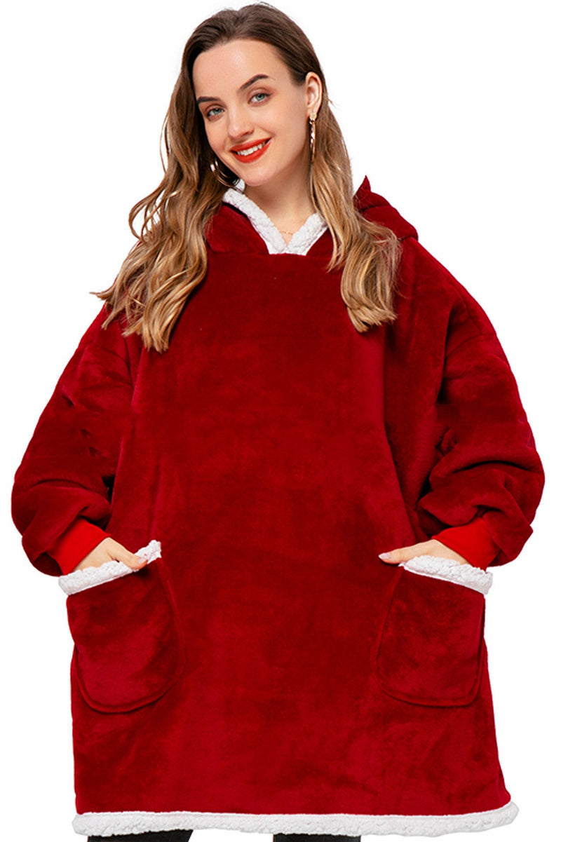 Winter Hoodie Blanket Winter Warm Home Clothes Women Men Oversized Pullover With Pockets