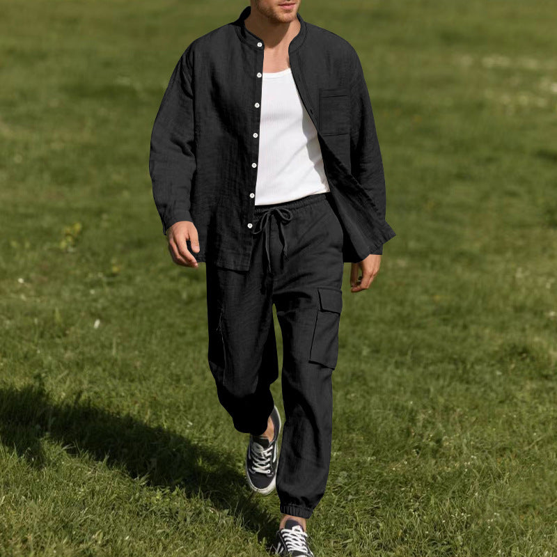 Long Sleeve Trousers Cardigan Casual Loose Beach Suit