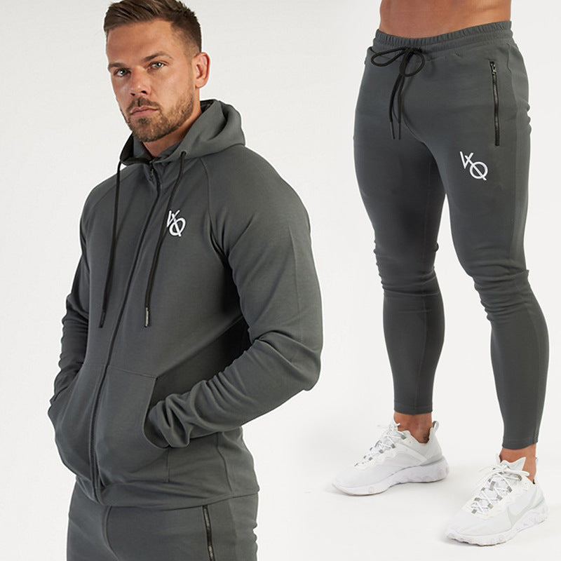 Hooded Sweater Cardigan Jacket Sports Fitness jumpSuit Men