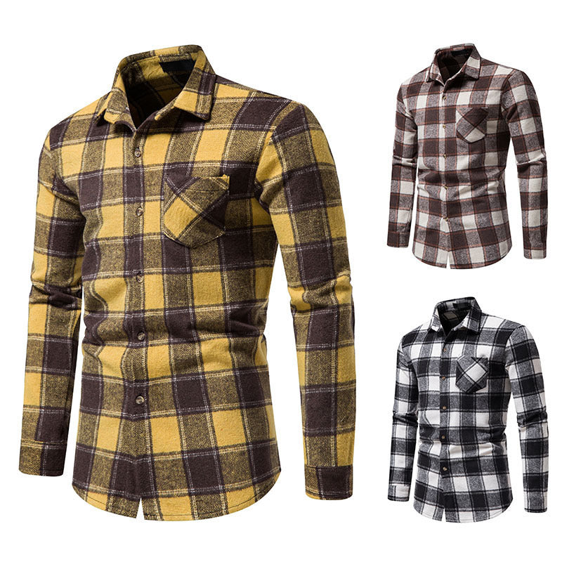 Thick Warm Woolen  Flannel Casual Shirt men