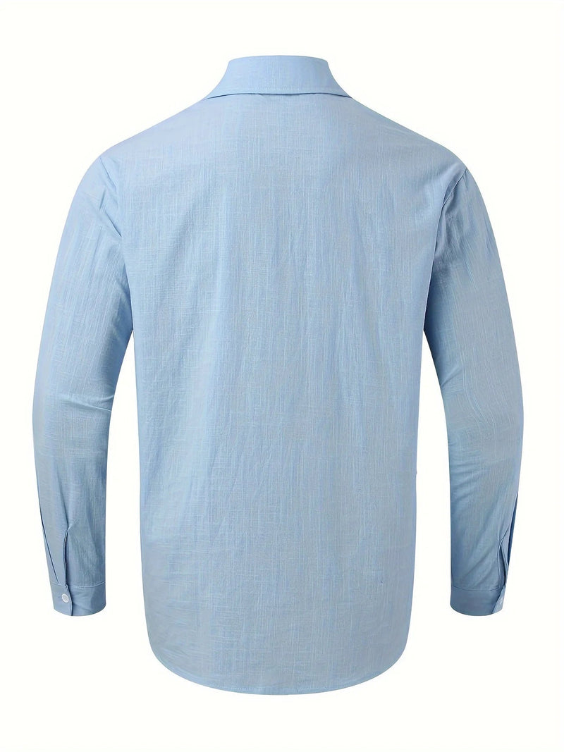 Men's Autumn And Winter pocket Lapels Long-sleeved Shirt