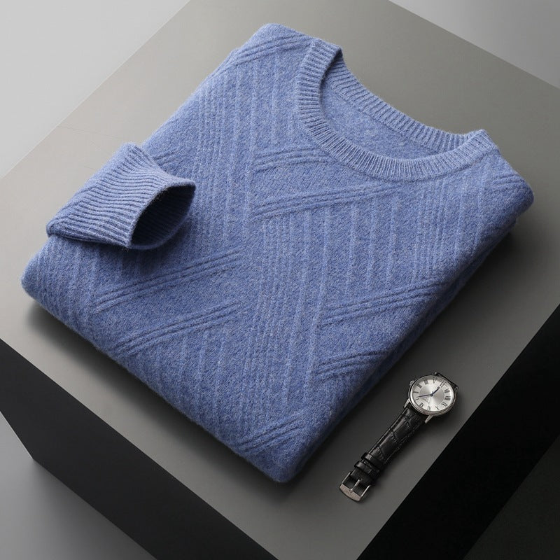 Autumn And Winter Loose Jacquard Bottoming Sweater Men
