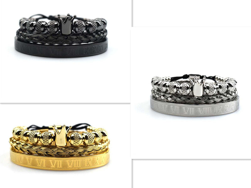 Luxury Roman Royal Crown Charm Bracelet Men