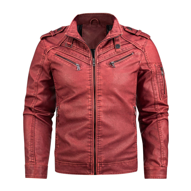 Men's Vintage Washed Faded Edge Stand Collar coat