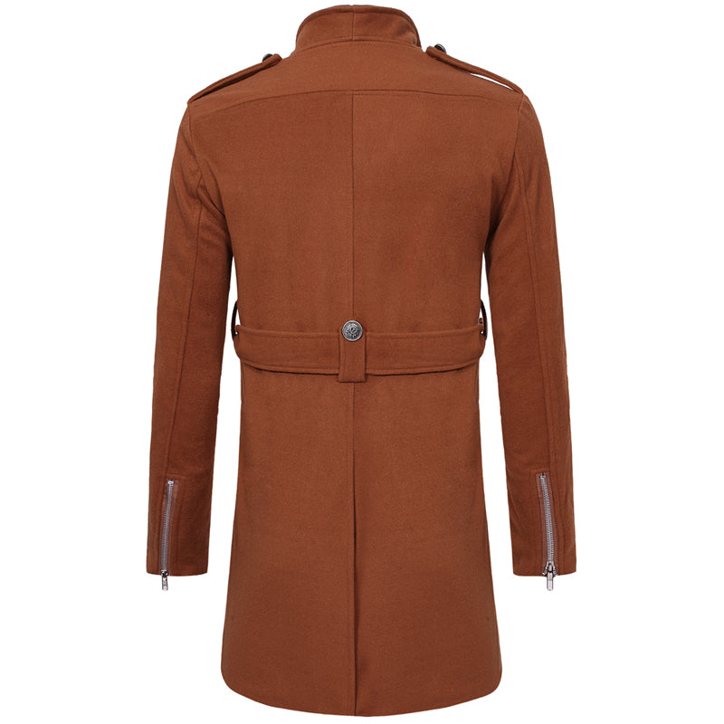 Men's Casual Slim-fit Mid-length Woolen Trench Coat