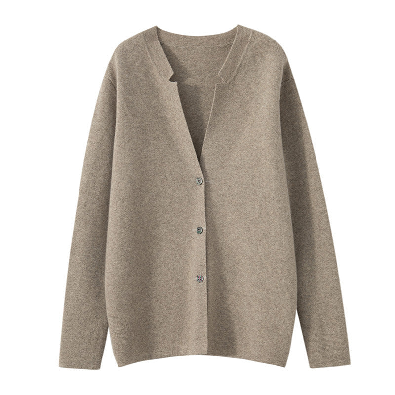 Wool Cardigan Men's Stand Collar Solid Color sweater
