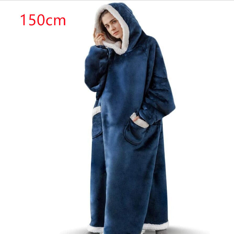 Winter Hoodie Blanket Winter Warm Home Clothes Women Men Oversized Pullover With Pockets