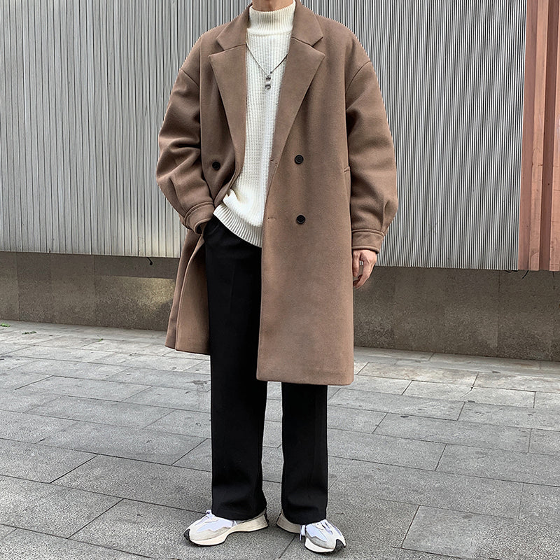 Loose And Thickened Long trench Coat men