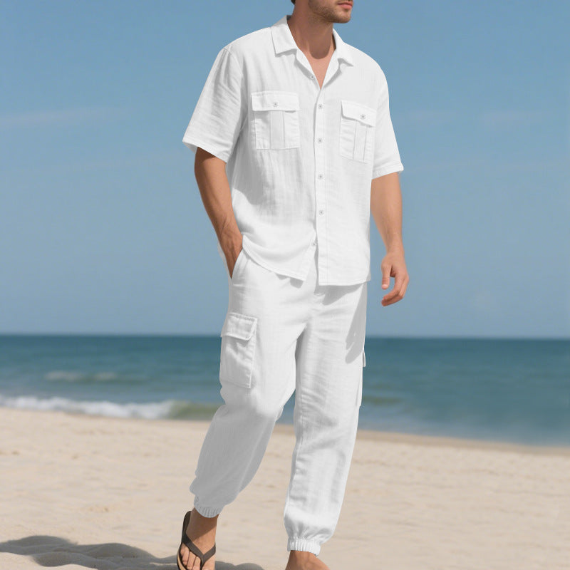 Workwear Casual Shirt Short Sleeve Trousers Suit