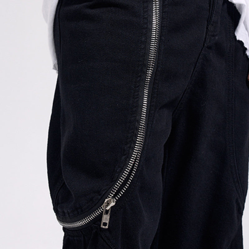 Wide Leg Pure Black Mop Jeans