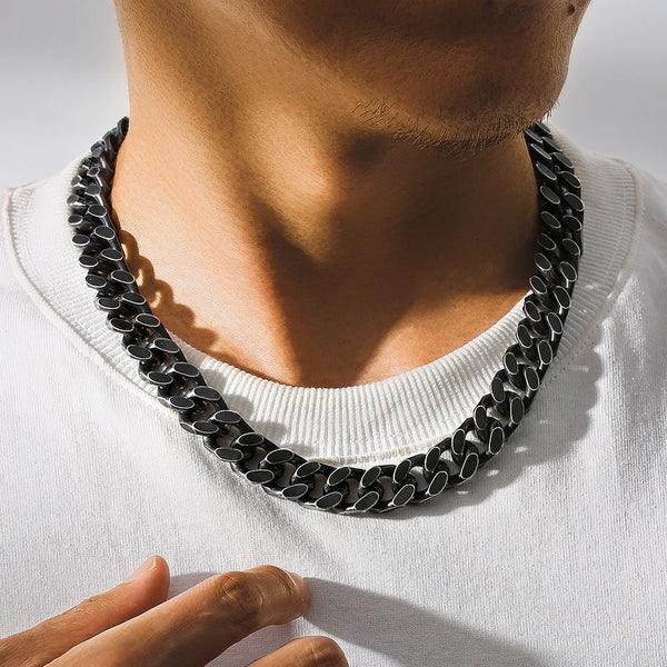 Titanium Steel Two-sided Cuban Mens Stainless Steel Necklace