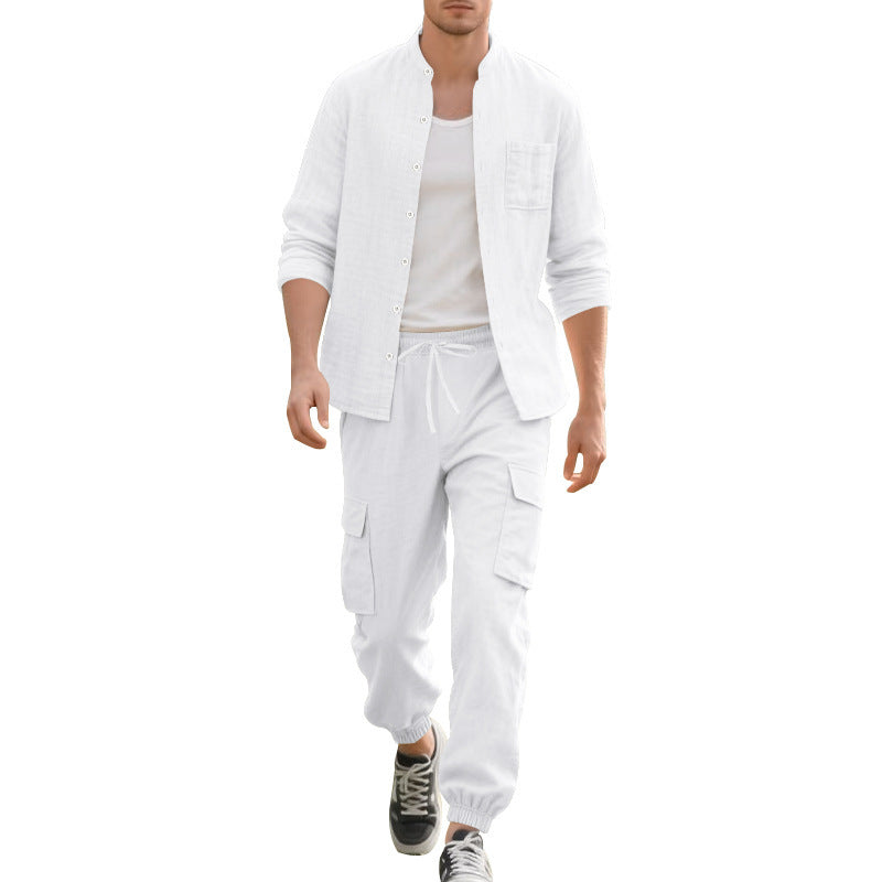 Long Sleeve Trousers Cardigan Casual Loose Beach Suit