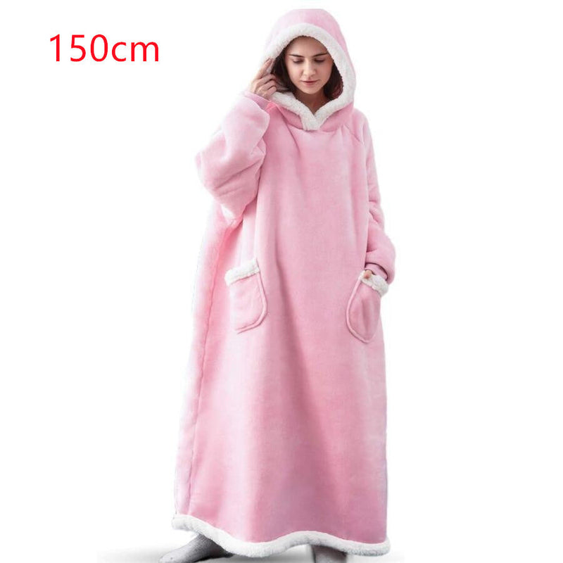 Winter Hoodie Blanket Winter Warm Home Clothes Women Men Oversized Pullover With Pockets