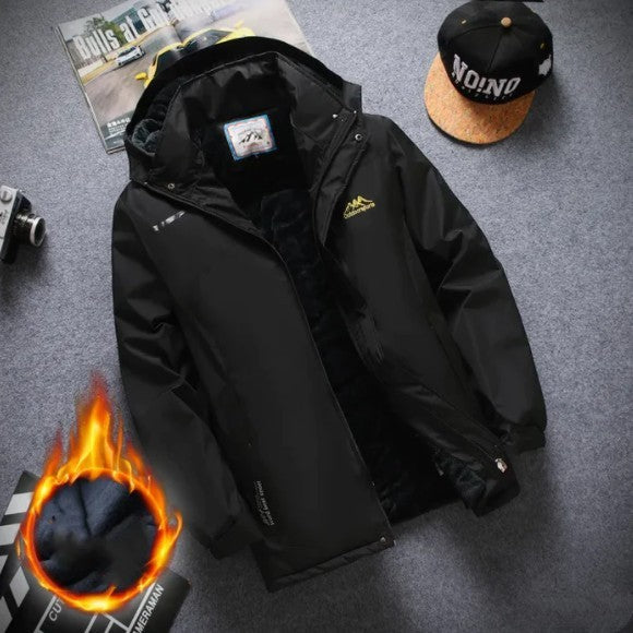 Zipper Regular Side Seam Waterproof Fleece Lined Thickened Breathable Jacket