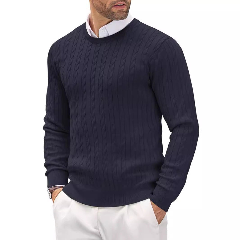 Round Neck Knitted Twisted Flower Slim Fit Sweater