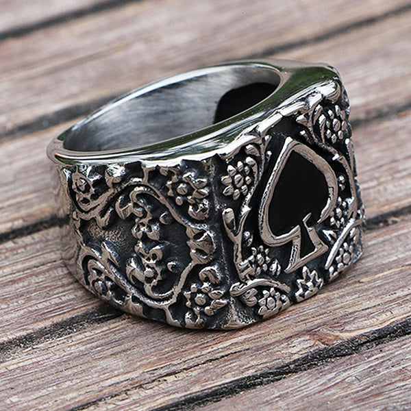 Men's Spades Epoxy Carved Rings