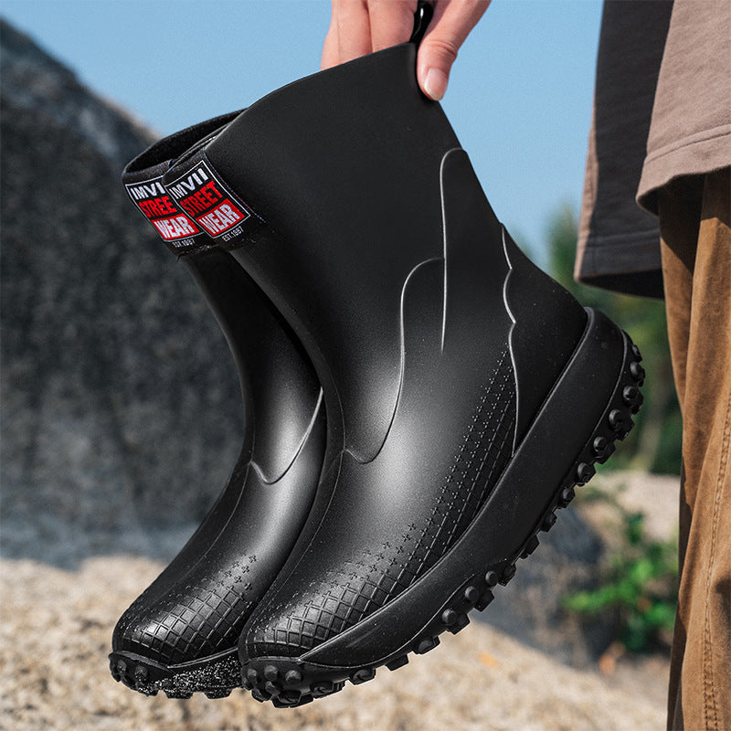 Mid And Low Tube Men's Rain Boots Outdoor Non-slip Waterproof Shoes