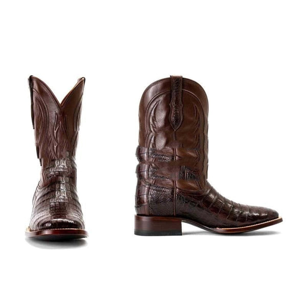 Embroidered Tube Edge Stitching Plaid Pointed Men's Boots