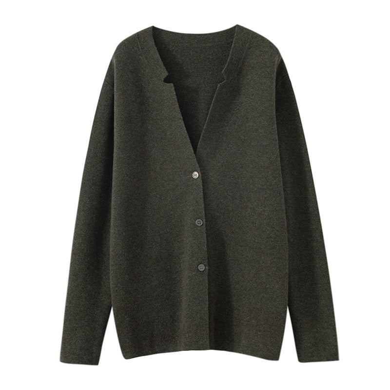 Wool Cardigan Men's Stand Collar Solid Color sweater