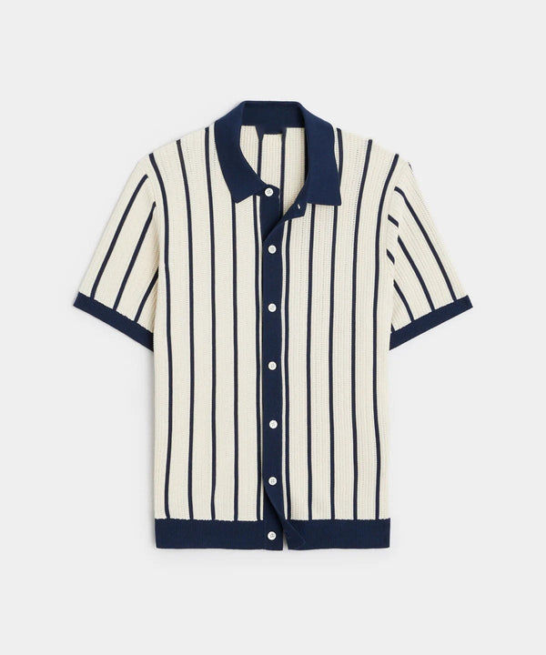 Men's Solid Color Short Sleeve Lapel Knitted