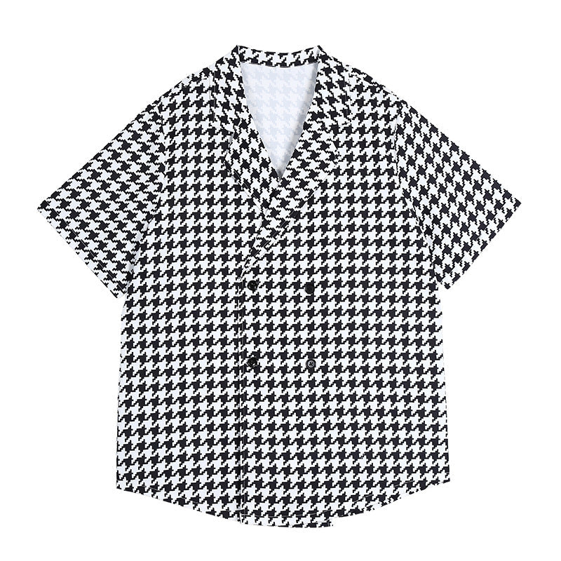 Men's Half Sleeve Plaid Suit Coat