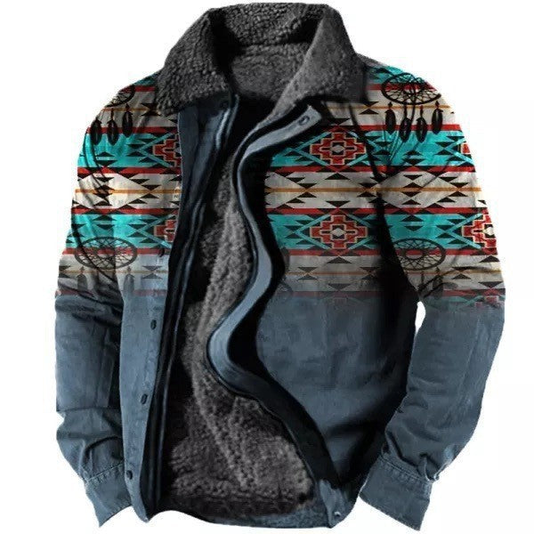 Thickened Side Seam Casual Zipper Loose Cotton Jacket Men