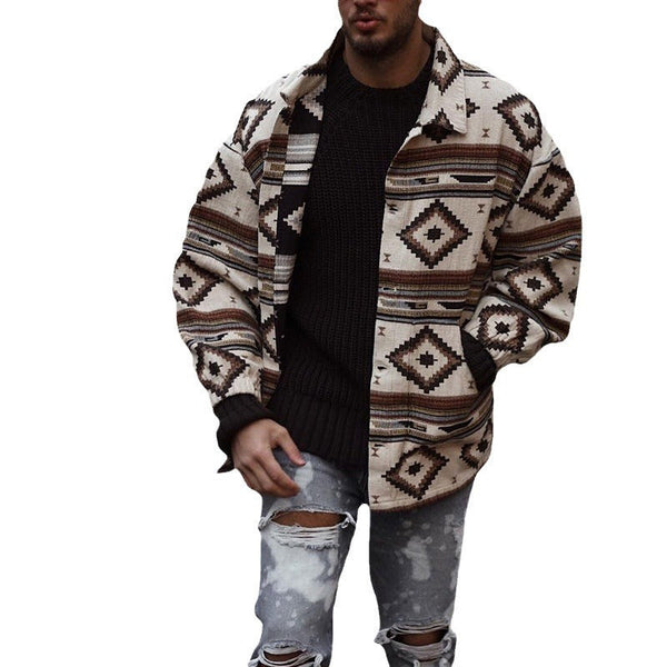 Autumn Printed Geometric Pattern Lapel Breasted Jacket